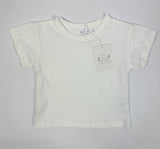 A toddler white T-shirt with short sleeves, displayed against a plain background.