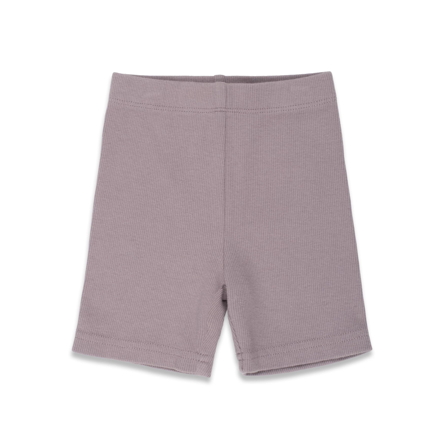 Purple ribbed shorts on a white background.