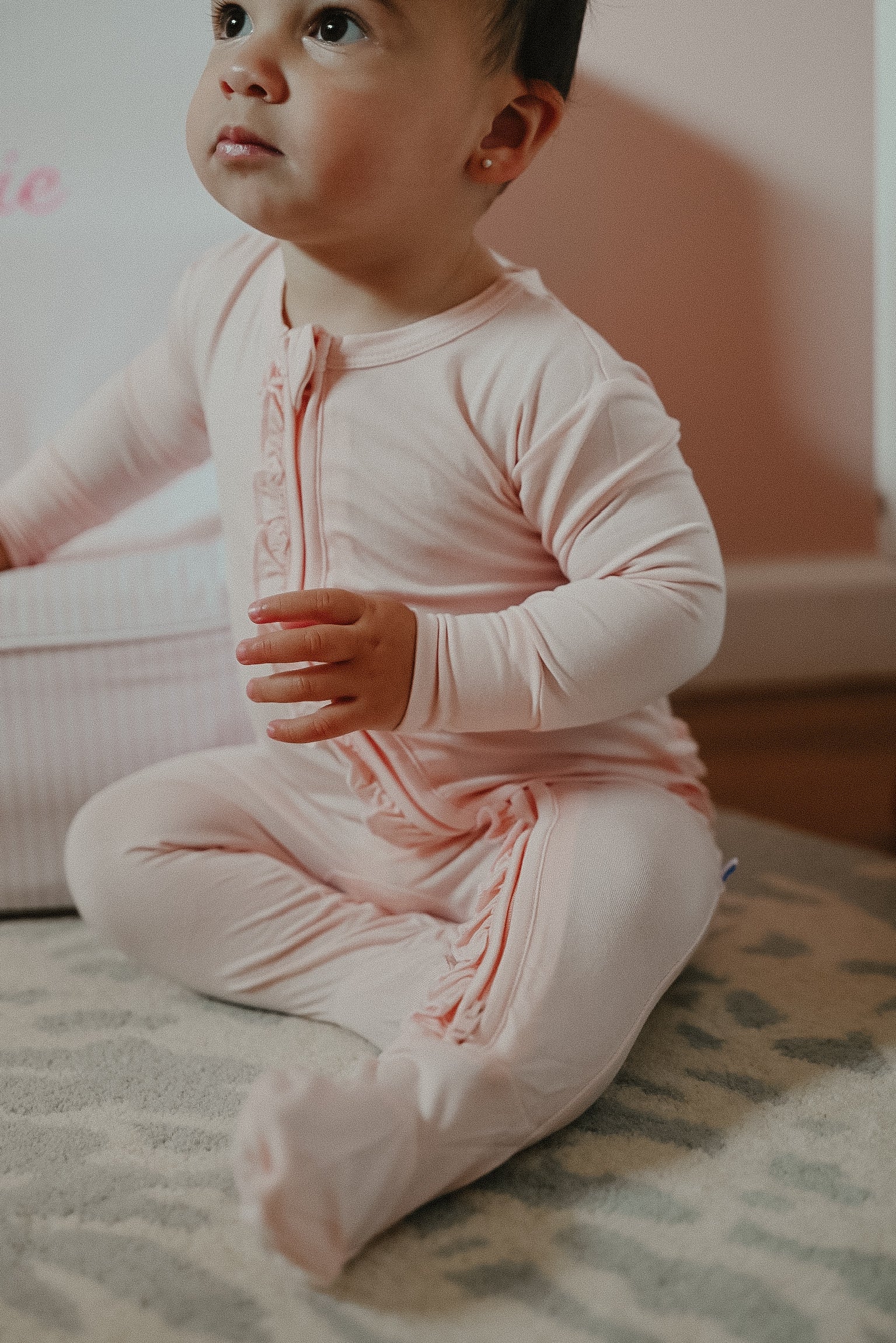 Pretty In Pink Bamboo Ruffle Footie