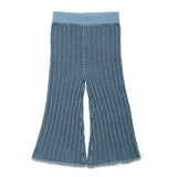 Blue checkered pants with a light blue waistband on a white background