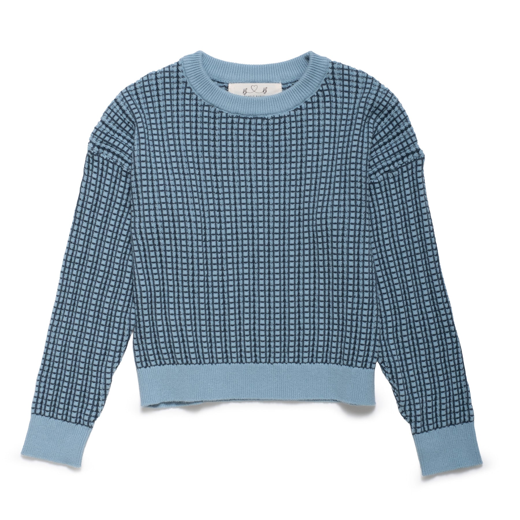 Blue checkered sweater on a white background