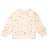 Light-purple toddler sweatshirt with floral pattern on a white background.